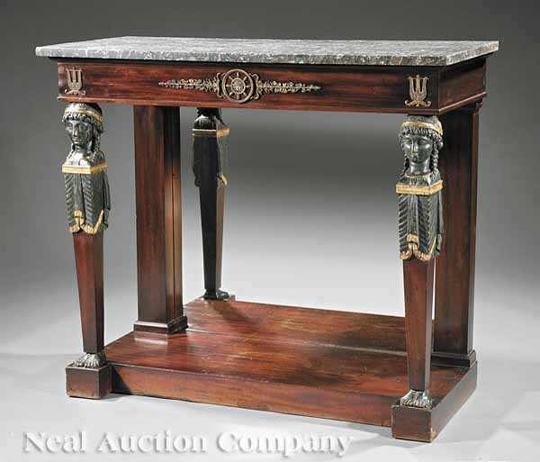 Appraisal: An Antique French Empire-Style Bronze-Mounted Mahogany Pier Table th c