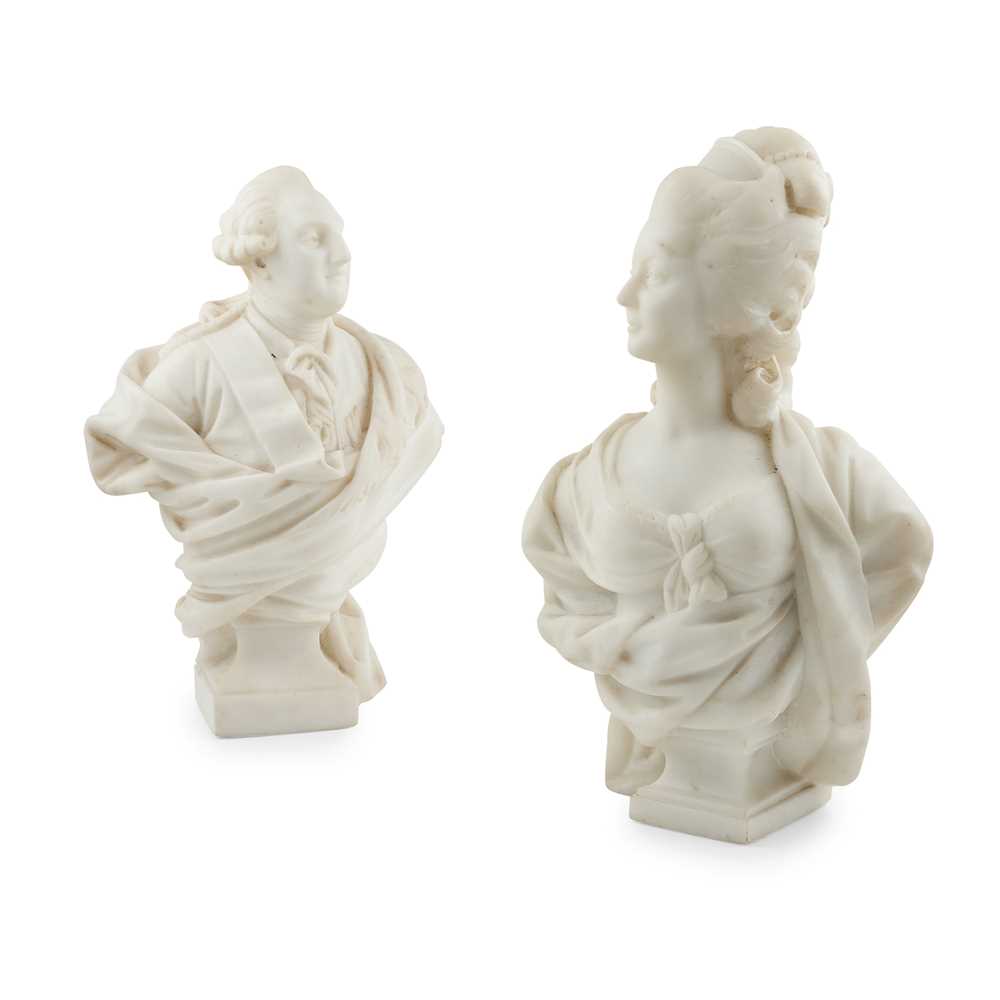 Appraisal: PAIR OF COMPOSITION MARBLE BUSTS OF LOUIS XVI AND MARIE