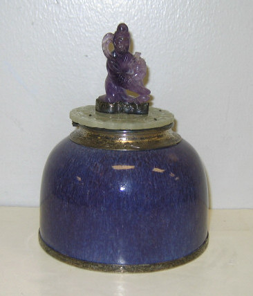 Appraisal: CHINESE PORCELAIN BEEHIVE' WATER POT As an inkwell mottled purple