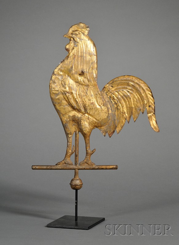 Appraisal: Small Gilt Copper Rooster Weather Vane America early th century