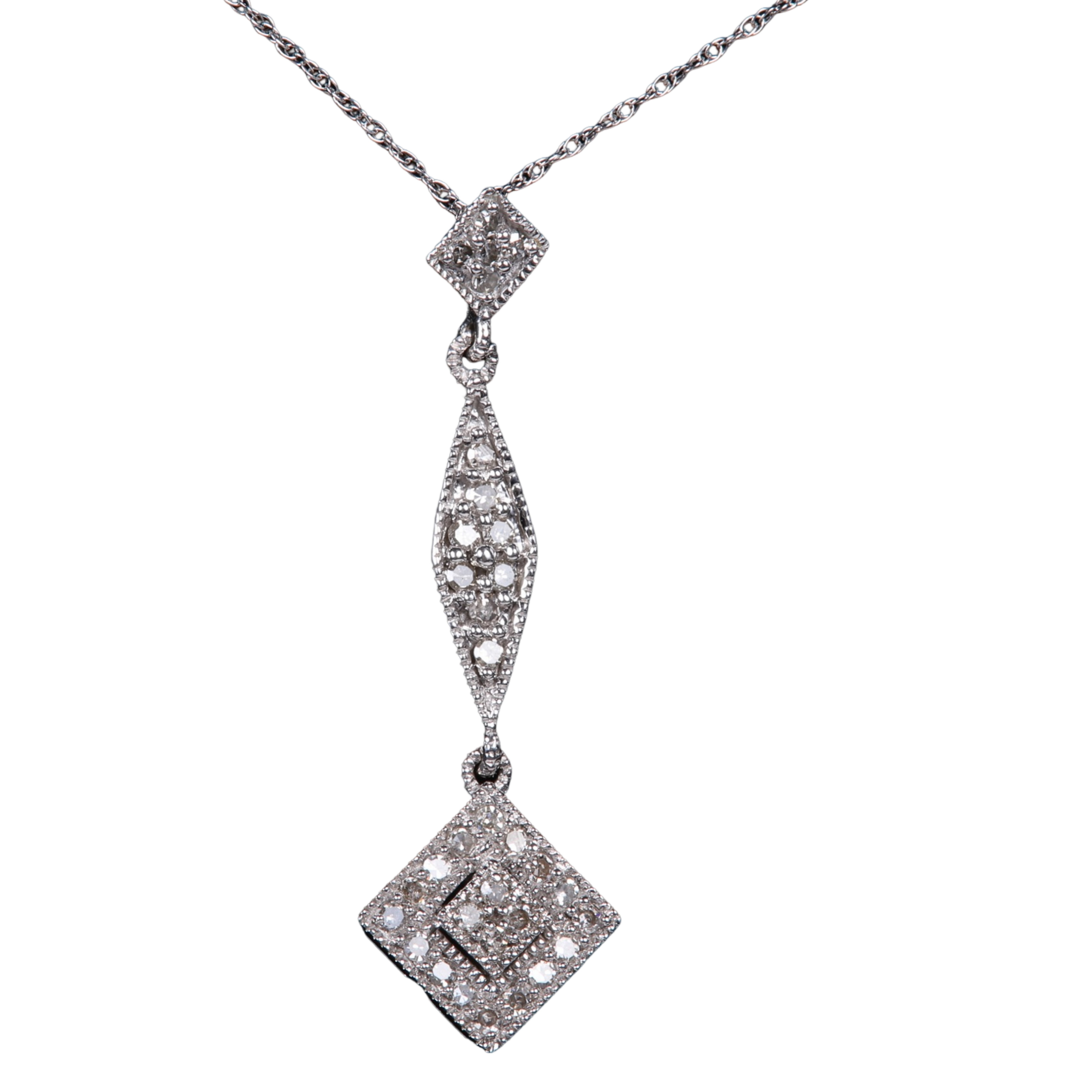 Appraisal: K white gold diamond pendant on chain dwt