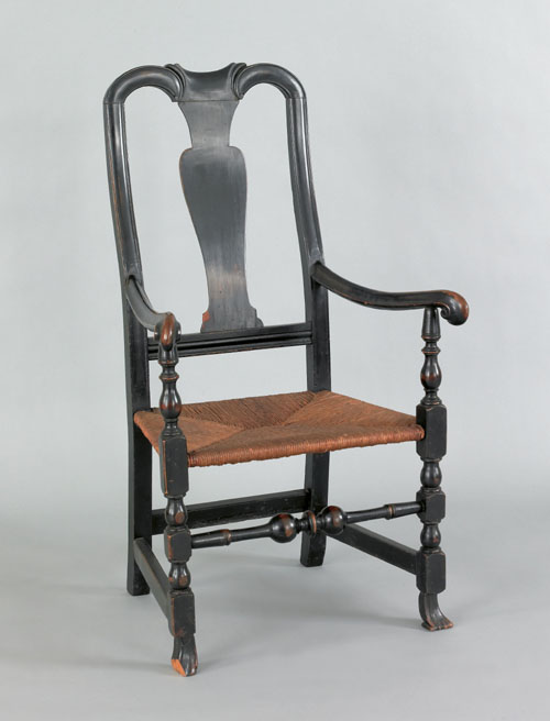 Appraisal: New England Queen Anne yoke back armchair ca retaining an