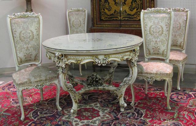 Appraisal: Round Italian made Louis XV style center table with floral