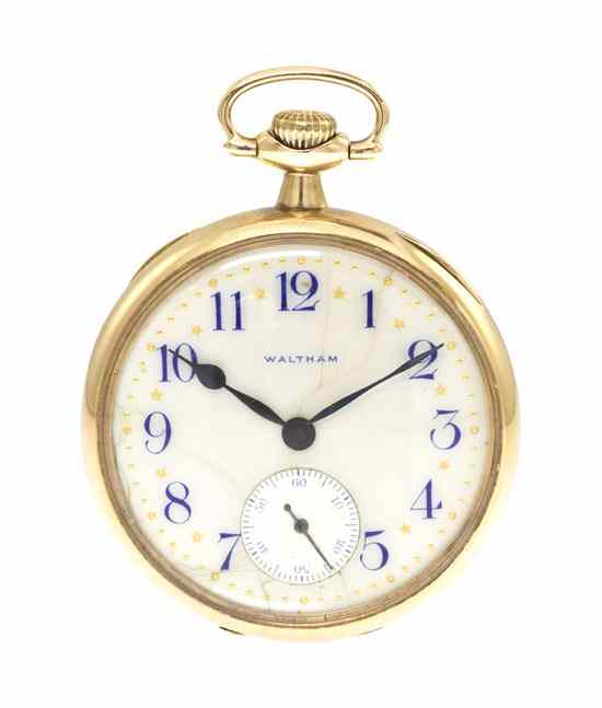 Appraisal: A Karat Yellow Gold Pocket Watch Waltham mm case diameter