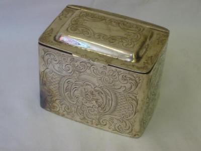 Appraisal: AN ELKINGTON CO TEA CADDY of oblong form with domed