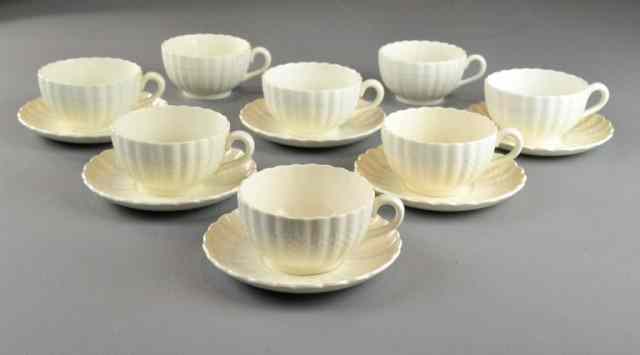 Appraisal: PCS WHITE COPELAND CUPS SAUCERSCopeland Spode cups saucers in ''Chelsea