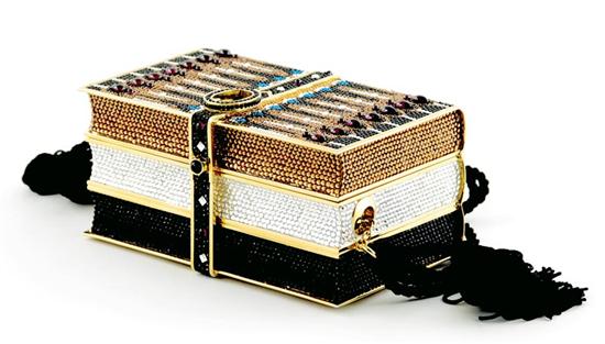 Appraisal: Judith Leiber stacked book-form minaudiere Austrian crystal inset goldtone purse