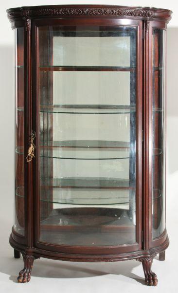 Appraisal: Bowfront Mahogany China Cabinet early th c three curved glass