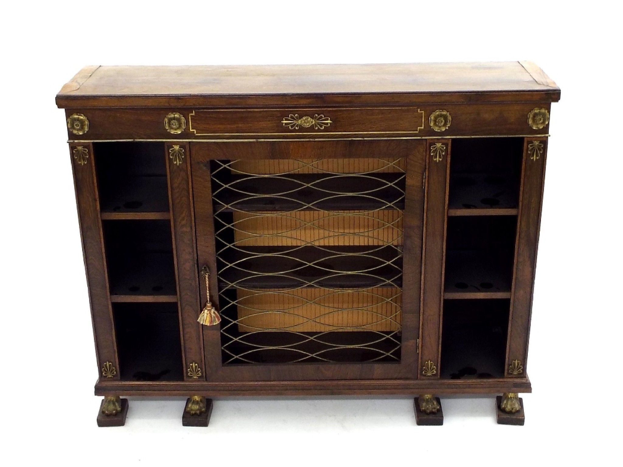 Appraisal: Attractive th century rosewood side cabinet in the Regency manner