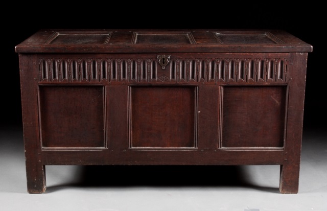 Appraisal: Jacobean style oak blanket chest second half- th century paneled