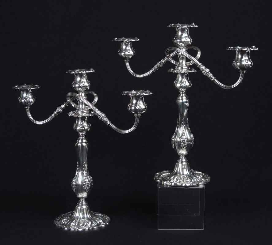 Appraisal: PAIR REED BARTON STERLING LIGHT CANDELABRA Pair of sterling light