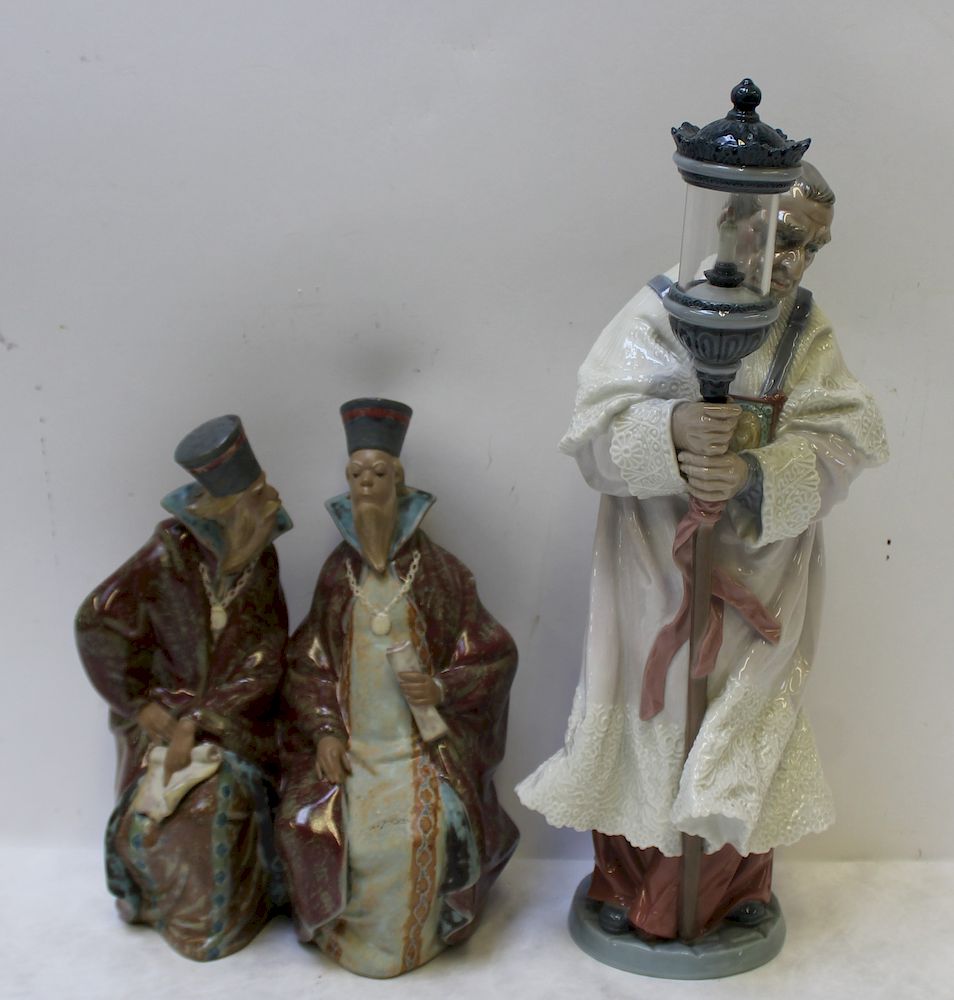 Appraisal: LLADRO Religious Porcelain Groupings To include a figurine of men