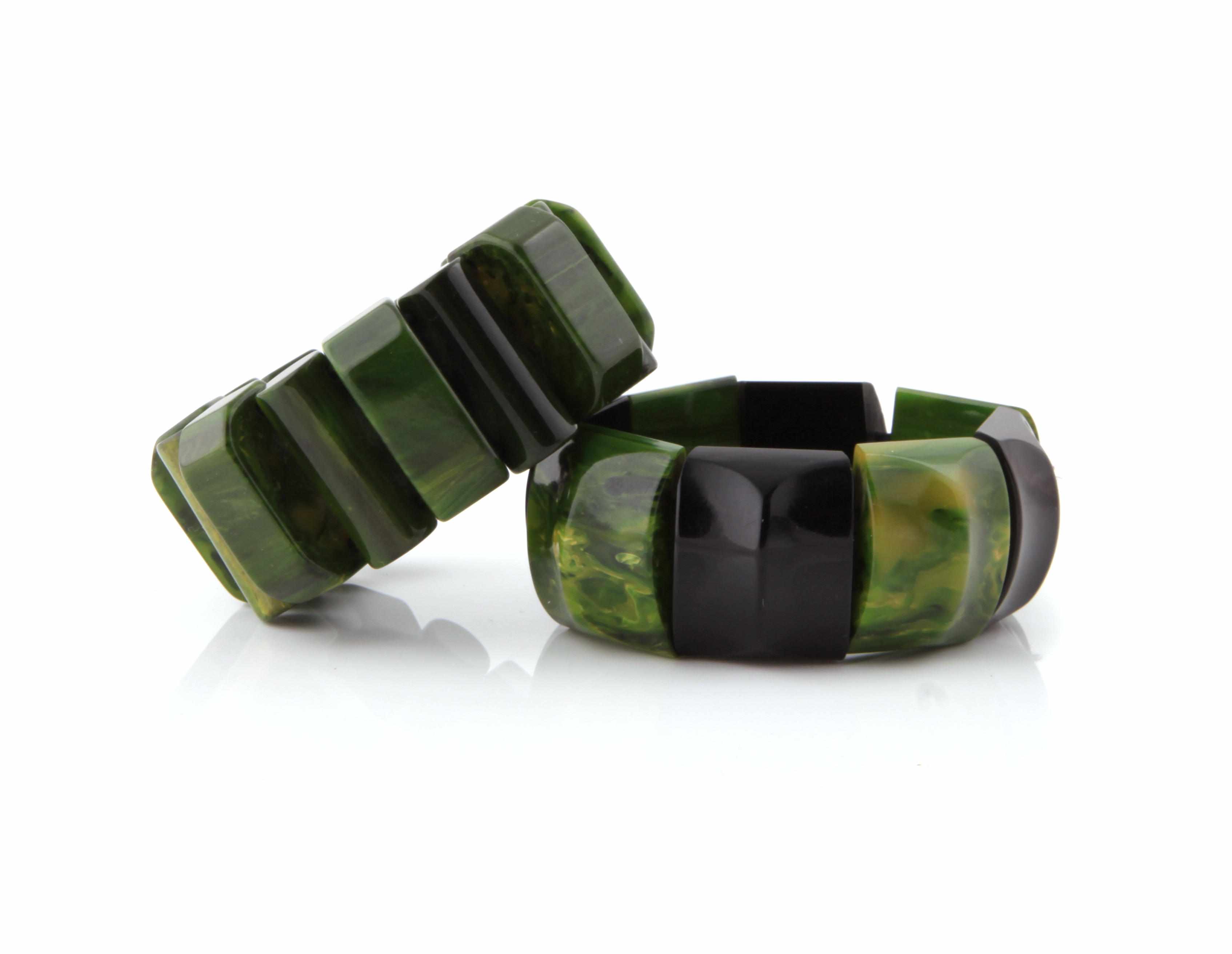 Appraisal: Two green marble Bakelite bracelets diameter in