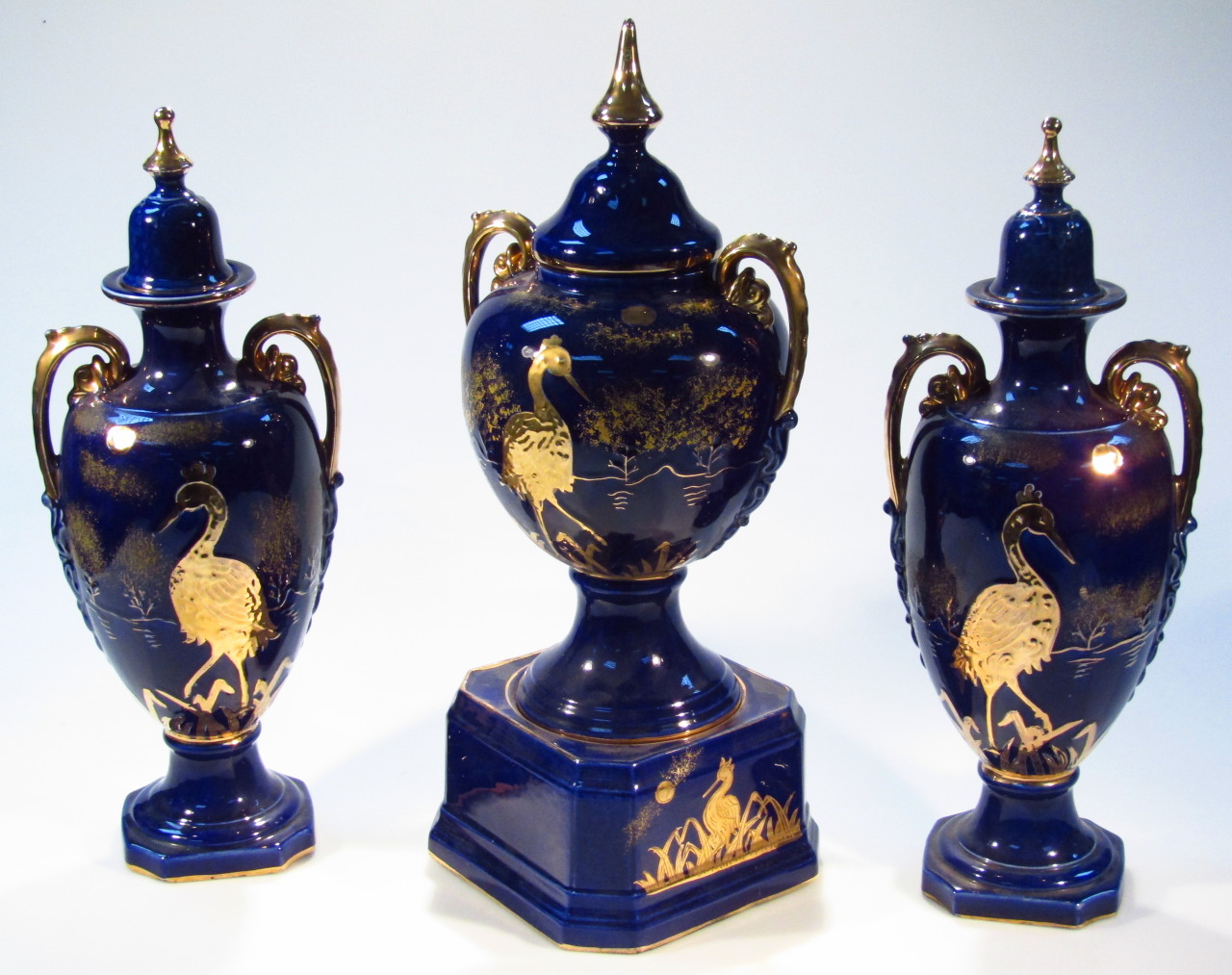 Appraisal: Three similar H J Staffordshire English earthenware vessels comprising a