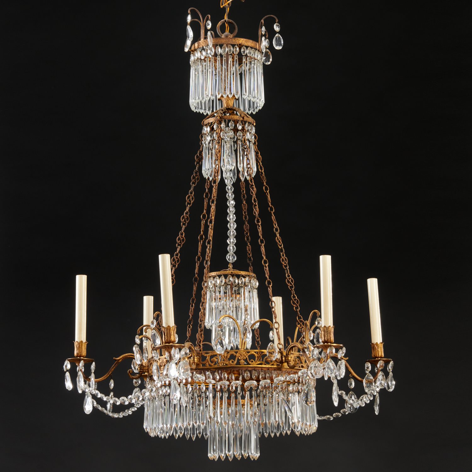 Appraisal: AUSTRIAN NEOCLASSICAL SIX-LIGHT CHANDELIER th c Austria gilt cast bronze