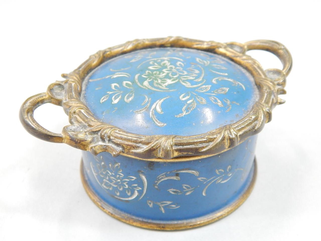 Appraisal: A thC French gilt metal and enamel box and cover