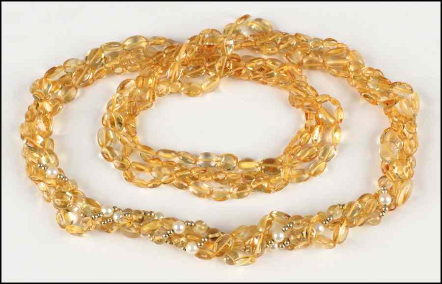 Appraisal: FOUR STRAND CITRINE AND PEARL NECKLACE Condition No Specific Condition