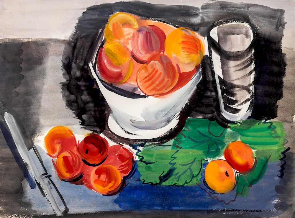 Appraisal: Vaclac Vytlacil American - Still Life with Fruit and Glass