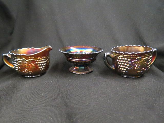 Appraisal: pcs Northwood Carnival Glass grape cable creamer sugar compote all