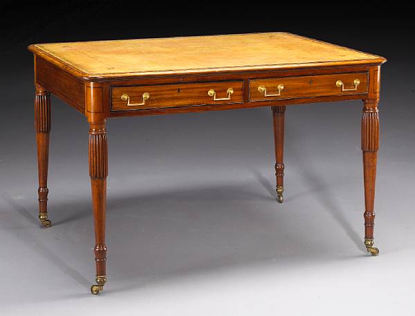 Appraisal: A Regency ebony lined mahogany partner's writing table first quarter