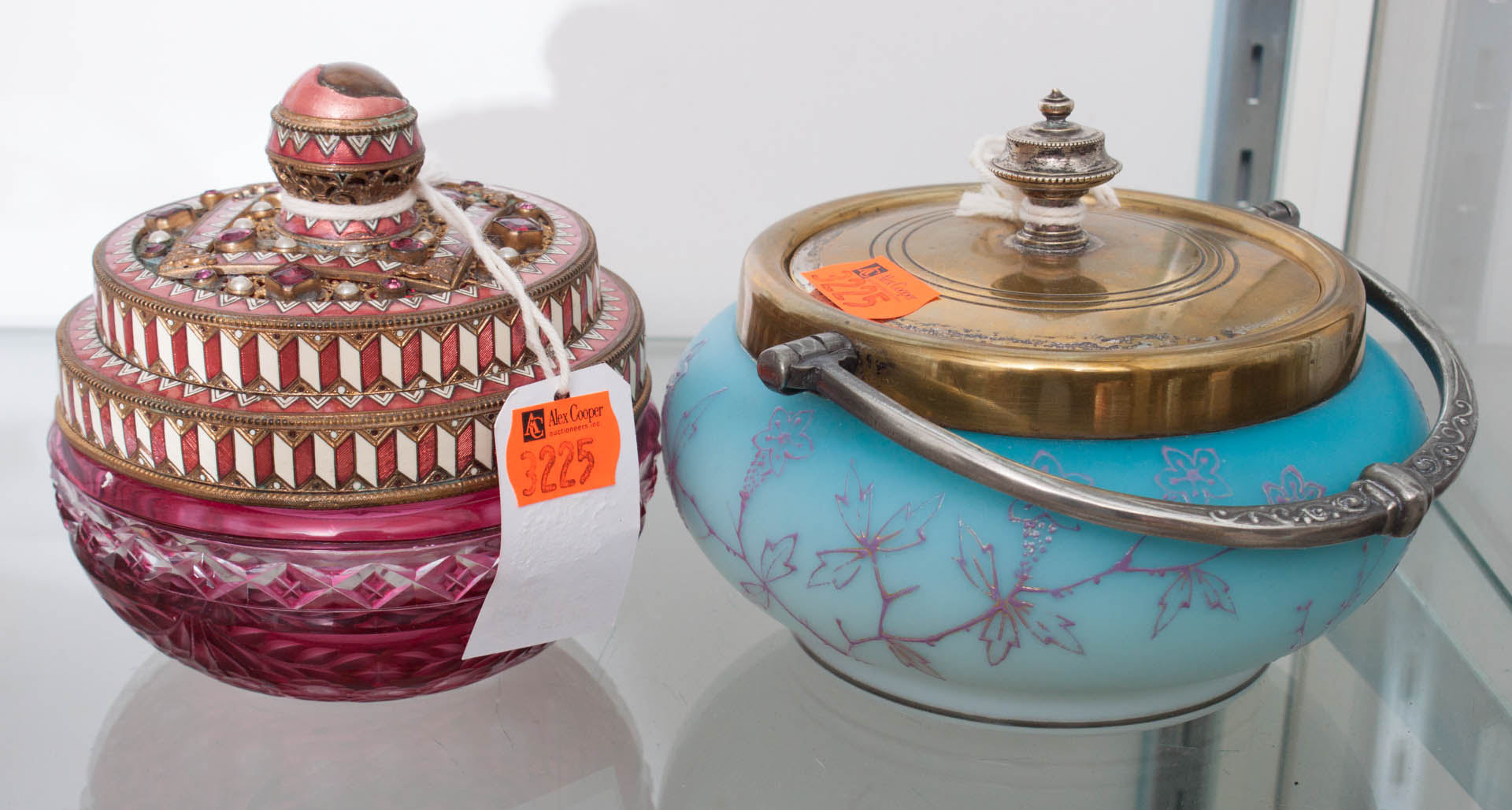 Appraisal: Glass biscuit jar and cut glass powder jar both in