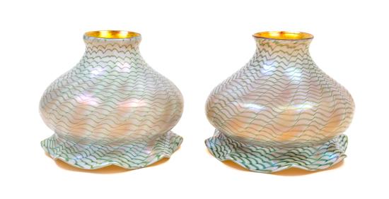 Appraisal: Sale Lot A Pair of Quezal Iridescent Glass Shades each