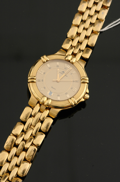 Appraisal: GENTS GOLD PLATED MAURICE LACROIX WRISTWATCH WITH DATE AT SIX