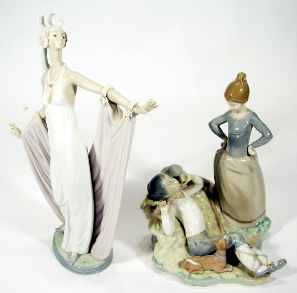 Appraisal: Two Lladro figures one a figurine in flowing dress numbered