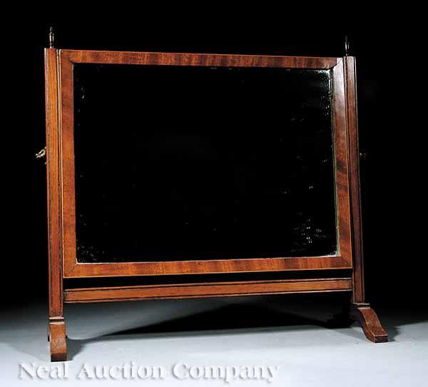 Appraisal: An Antique George III-Style Inlaid and Incised Mahogany Dressing Mirror