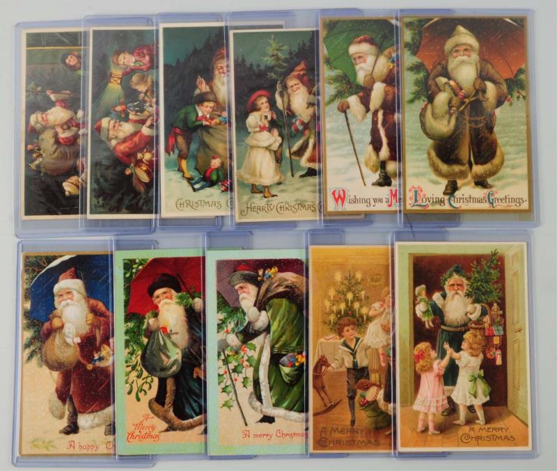 Appraisal: Lot of Santa Postcards Lot has three in green robes