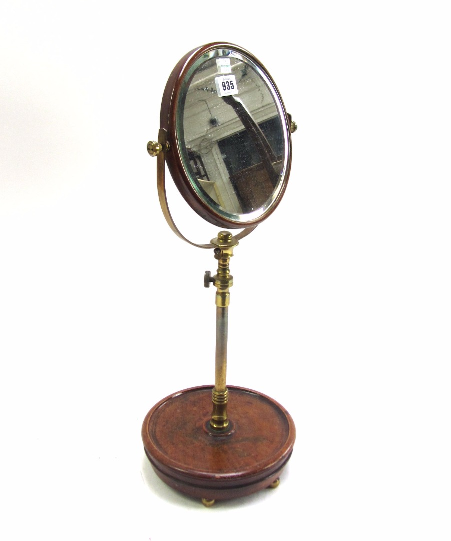 Appraisal: A mahogany and brass adjustable shaving mirror cm high