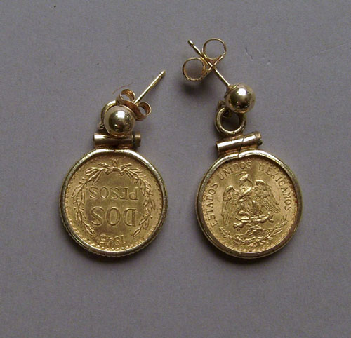 Appraisal: Dos Pesos yellow gold frame earrings dwt