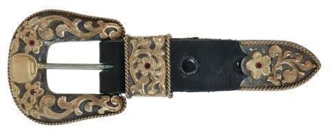 Appraisal: Western sterling silver and kt gold overlay ranger belt buckle