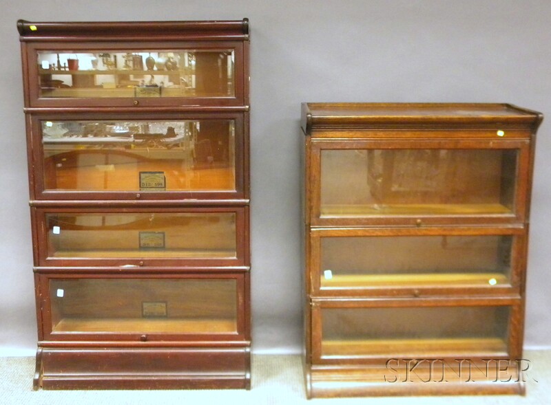 Appraisal: Two Barrister's Stacking Bookcases a Globe-Wernicke mahogany four-stack and an