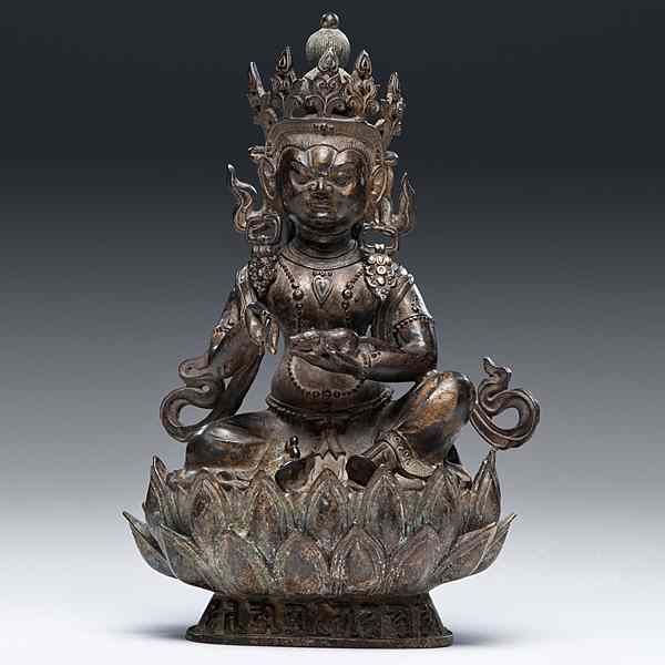 Appraisal: Tibetan Bronze Deity Tibetan a bronze deity wearing a five