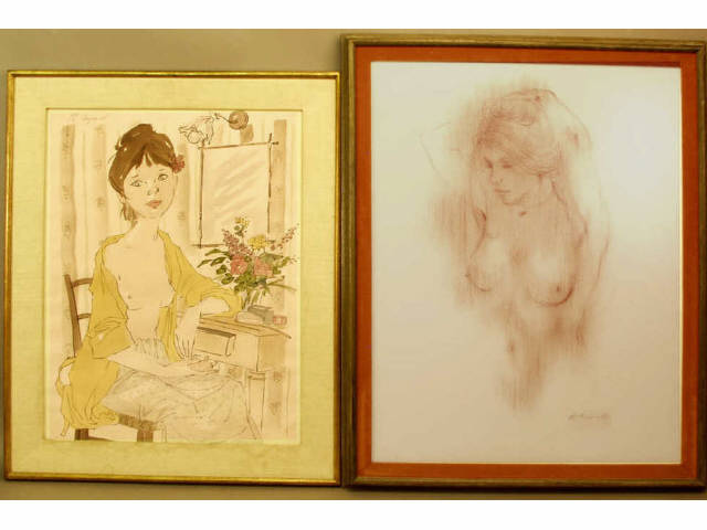 Appraisal: Collection of framed semi nudes includes signed E Maxwell and