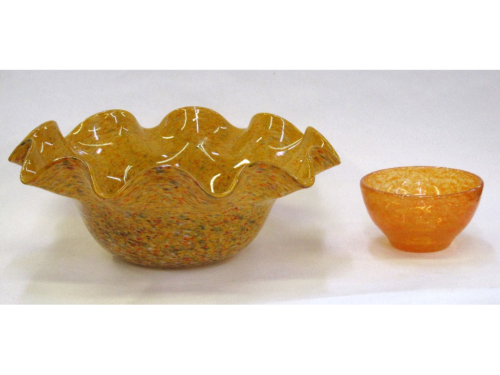 Appraisal: Strathearn mottled orange glass bowl and a small orange glass