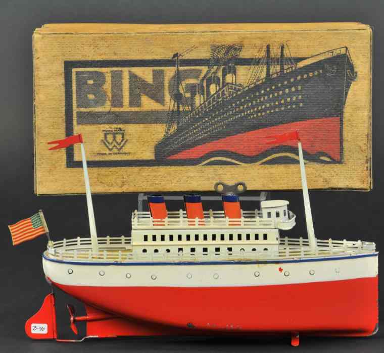 Appraisal: BING OCEAN LINER Germany c clockwork example done in red