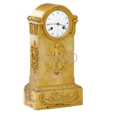 Appraisal: FRENCH DORE BRONZE MANTEL CLOCK Time and strike eight day