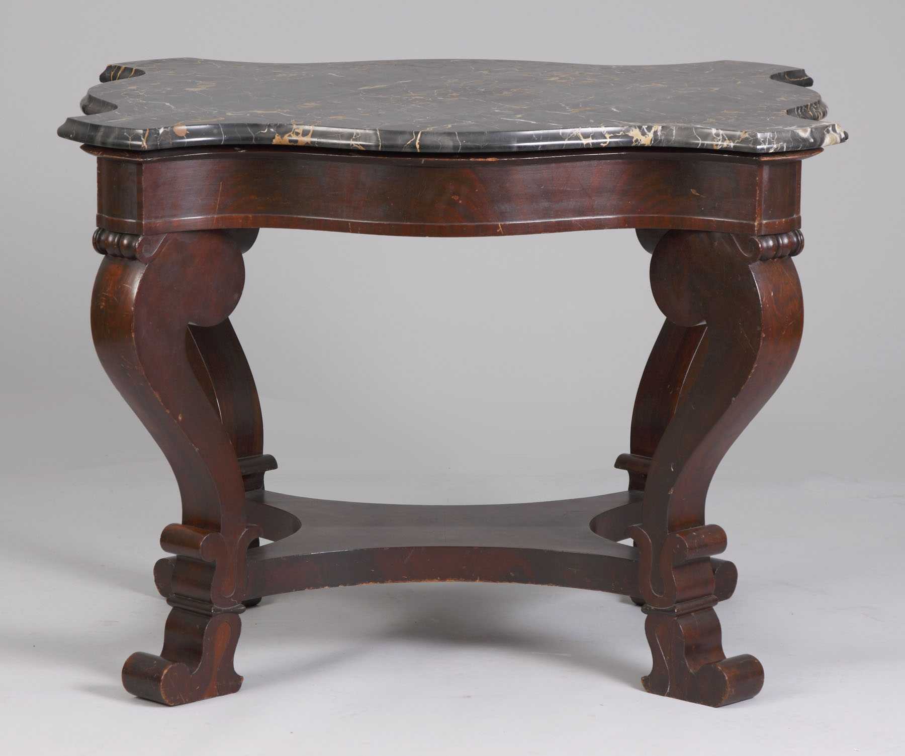 Appraisal: Classical Empire Mahogany Marble Top Center Table Classical Empire Mahogany