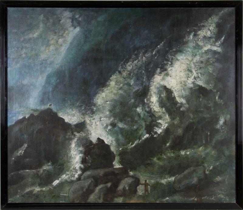 Appraisal: American School Large Seascape th century oil on canvas unsigned