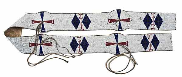 Appraisal: Sioux Beaded Hide Blanket Strip sinew-sewn and beaded using colors