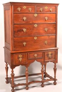 Appraisal: Philadelphia William Mary Walnut Highboy Molded cornice over a case