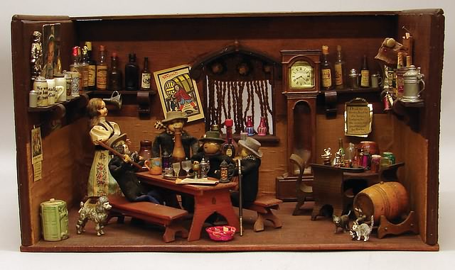 Appraisal: Diorama German Tap room English cloth dolls sitting at table