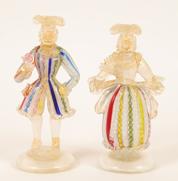 Appraisal: Pair Murano art glass figures in th century attire the