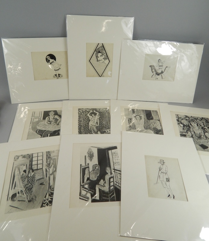 Appraisal: Various Art Deco period pencil sketches signed L Wells mainly