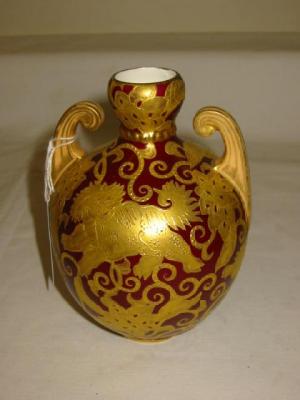 Appraisal: A DERBY CROWN PORCELAIN VASE of ovoid form with scroll