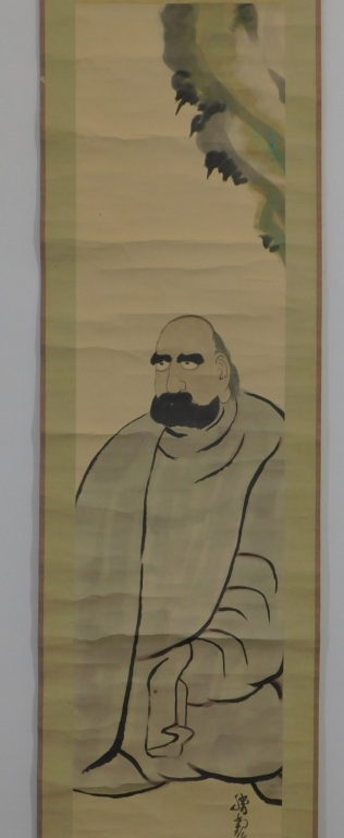 Appraisal: CHINESE BEARDED SCHOLAR WATERCOLOR SCROLL PAINTING China Early th CenturyDepicting