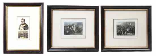 Appraisal: A Collection of Three Napoleon Handcolored Lithographs each matted and