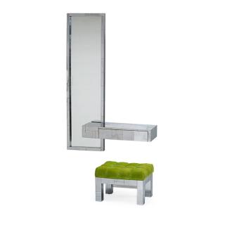 Appraisal: PAUL EVANS Cityscape mirror console and stool PAUL EVANS -